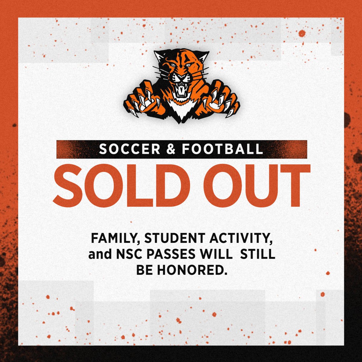 Tonight's Soccer and Football games are SOLD OUT.  We will have limited cash tickets available at the gate.  All Family Passes, Student Activity Passes, and NSC Passes will still be honored. <a href="/District128/">District 128</a> @LHS128Principal