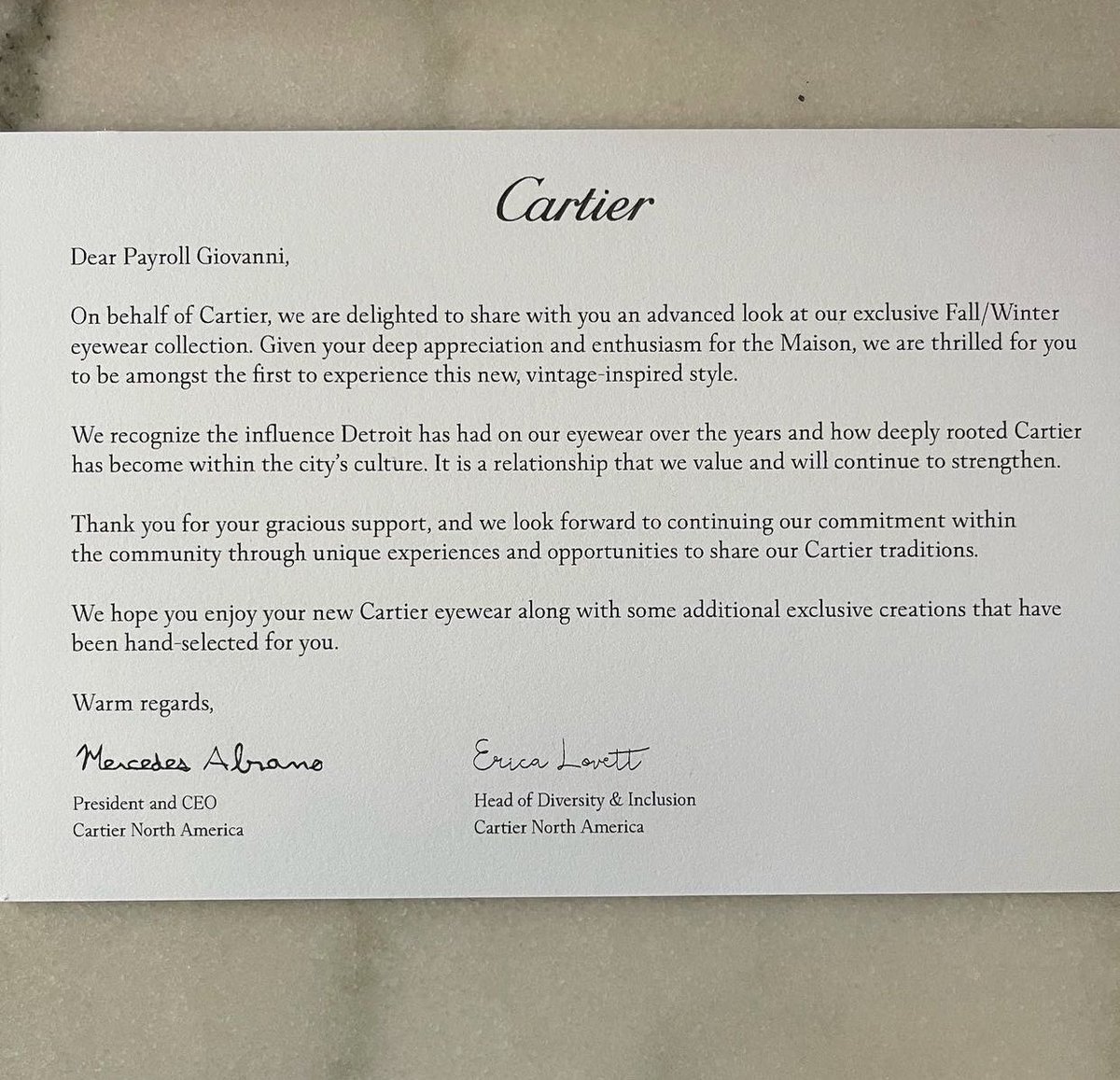 DetroitTone's tweet photo. Cartier formally recognizing Detroit as being influential to the brand 🤧🤧Can’t nobody tell us shit ever again! https://t.co/d916QPFQys