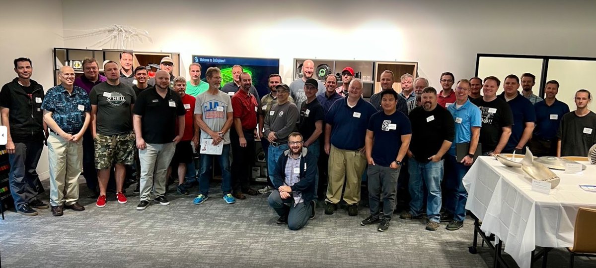 GoEngineer's tweet photo. We hosted the North Utah #SOLIDWORKS User group yesterday - for their first in person #swug event in 2 years! Attendees got a fresh look at the future of design with xDesign + #3DEXPERIENCE and #SOLIDWORKS modeling tips. @Dassault3DS @SOLIDWORKS #nuswug https://t.co/FR6l4fcvOs
