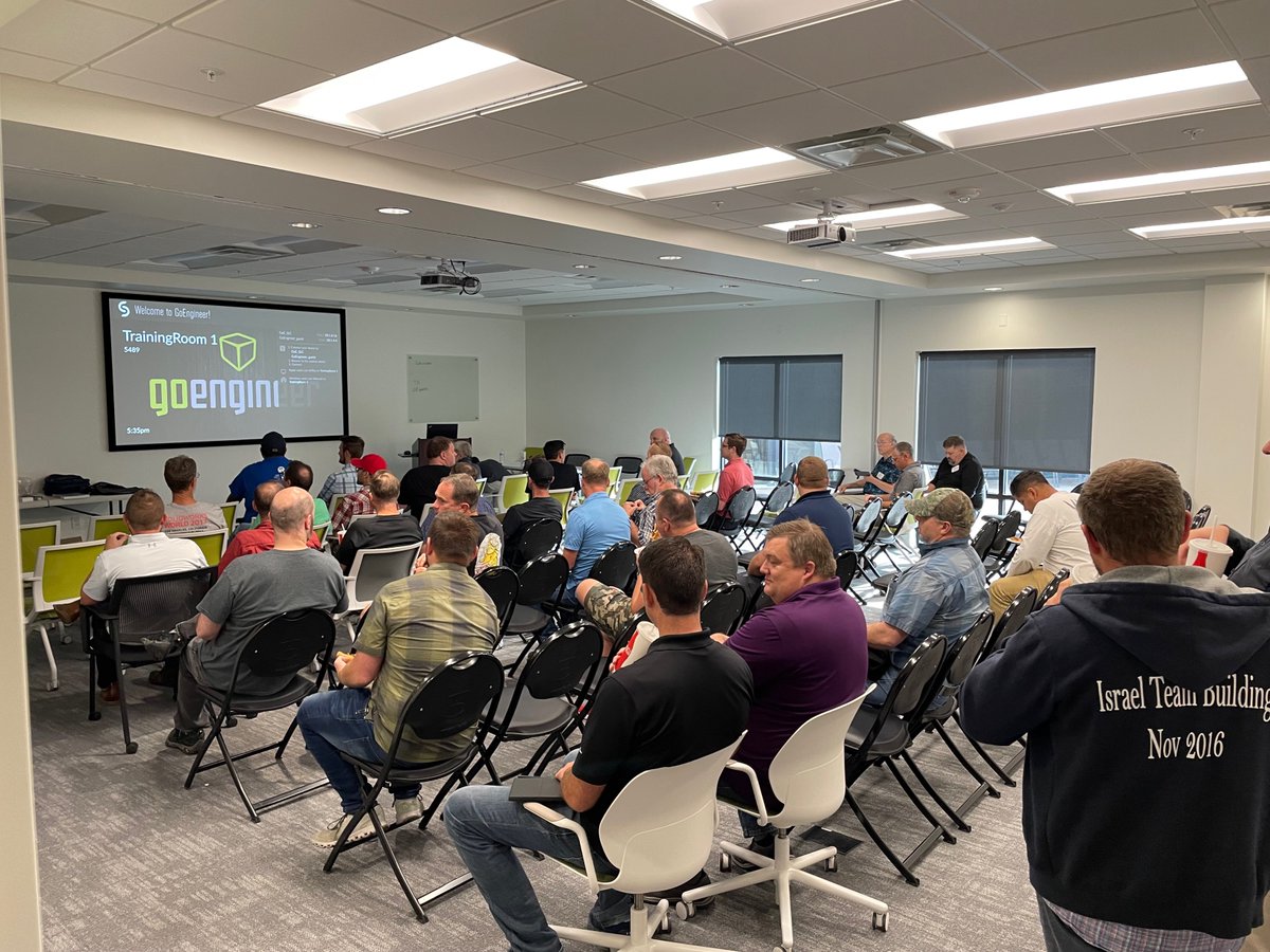 GoEngineer's tweet photo. We hosted the North Utah #SOLIDWORKS User group yesterday - for their first in person #swug event in 2 years! Attendees got a fresh look at the future of design with xDesign + #3DEXPERIENCE and #SOLIDWORKS modeling tips. @Dassault3DS @SOLIDWORKS #nuswug https://t.co/FR6l4fcvOs