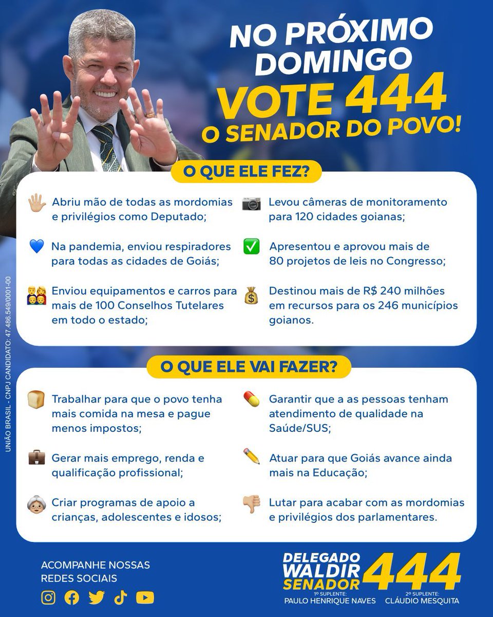 _delegadowaldir's tweet photo. Delegado Waldir senador é honestidade com o povo goiano. 

Afinal de contas, melhor votar em quem prende bandido do que escolher quem vai preso, não é mesmo? 😅😅😅 https://t.co/Y1S4DtTSLc