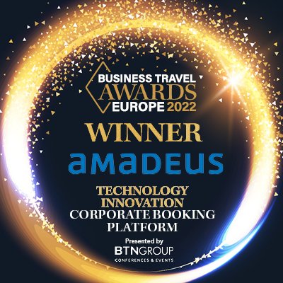 A big shout out to winners <a href="/AmadeusITGroup/">Amadeus</a> who have just taken home the Technology Innovation - Corporate Booking Platform award, sponsored by <a href="/united/">United Airlines</a> 🥇 #BTAE22 #businesstravel #celebrations #techinnovation