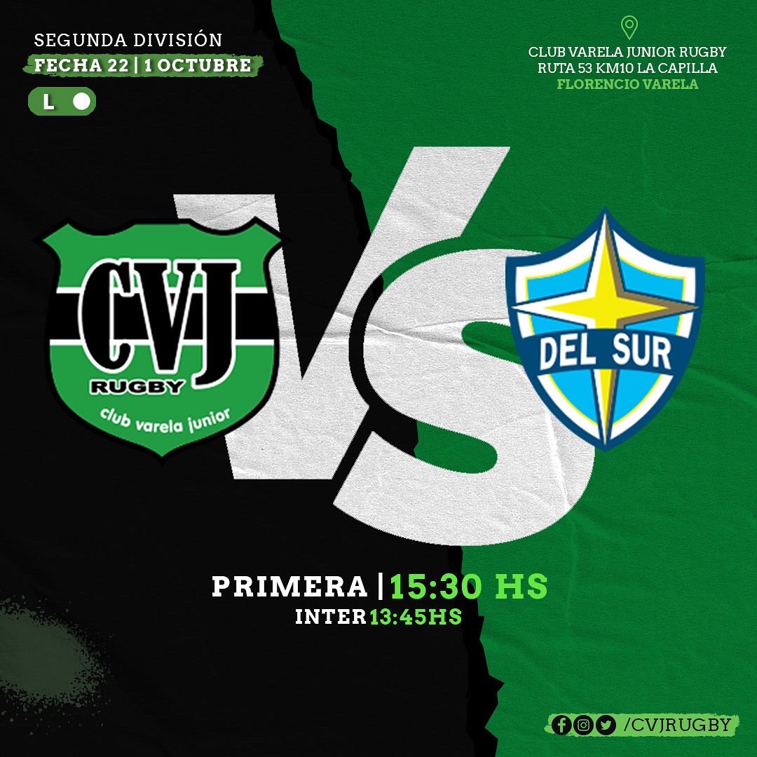 Mañana recibimos a <a href="/delsurclub/">Del Sur Club</a> por la fecha 2️⃣2️⃣ del torneo de #SegundaDivision de la <a href="/URBA_ok/">URBA</a> 💚🖤

#VamosVerde #CVJR