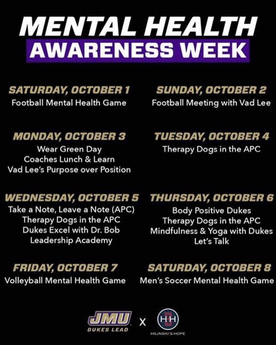 Purpose Over Position (@PopAthlete_) on Twitter photo 2022-09-30 20:14:55 #MentalHealthMatters ‼️ Excited to visit with the Dukes to kick off their Mental Health Awareness Month! #MentalHealthMatters ‼️ Excited to visit with the Dukes to kick off their Mental Health Awareness Month!