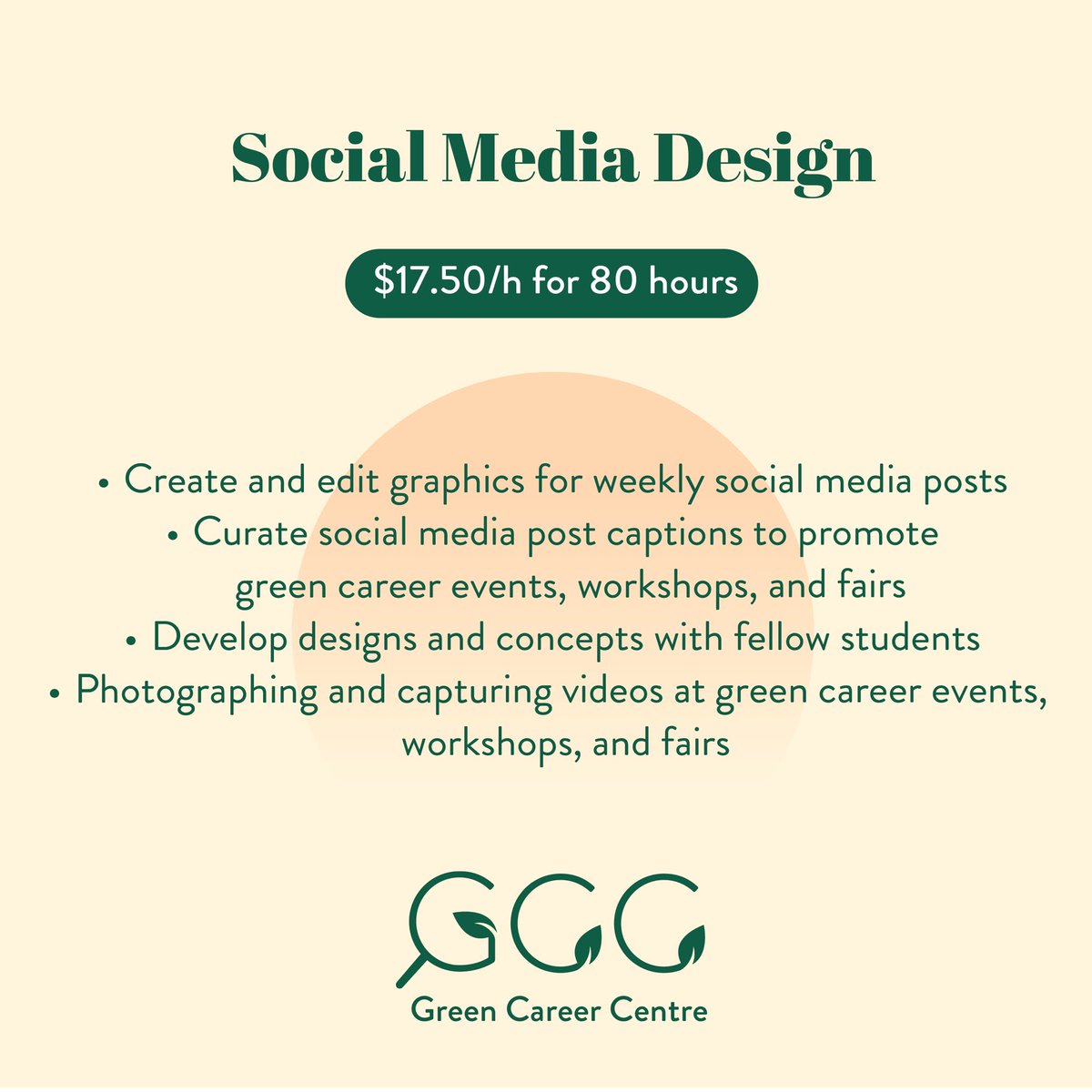 greencareerca's tweet photo. The @greencareerca is hiring! 
All positions are $17.50/hr for 80 hours with the possibility of extension. Applications are due October 7th!

First, sign up here: https://t.co/j49ABO1WLW
Apply to our projects here:
https://t.co/GujWcPxKLW
#hiring #greenjobs #levelup #internship https://t.co/M9eJwx2Kjo