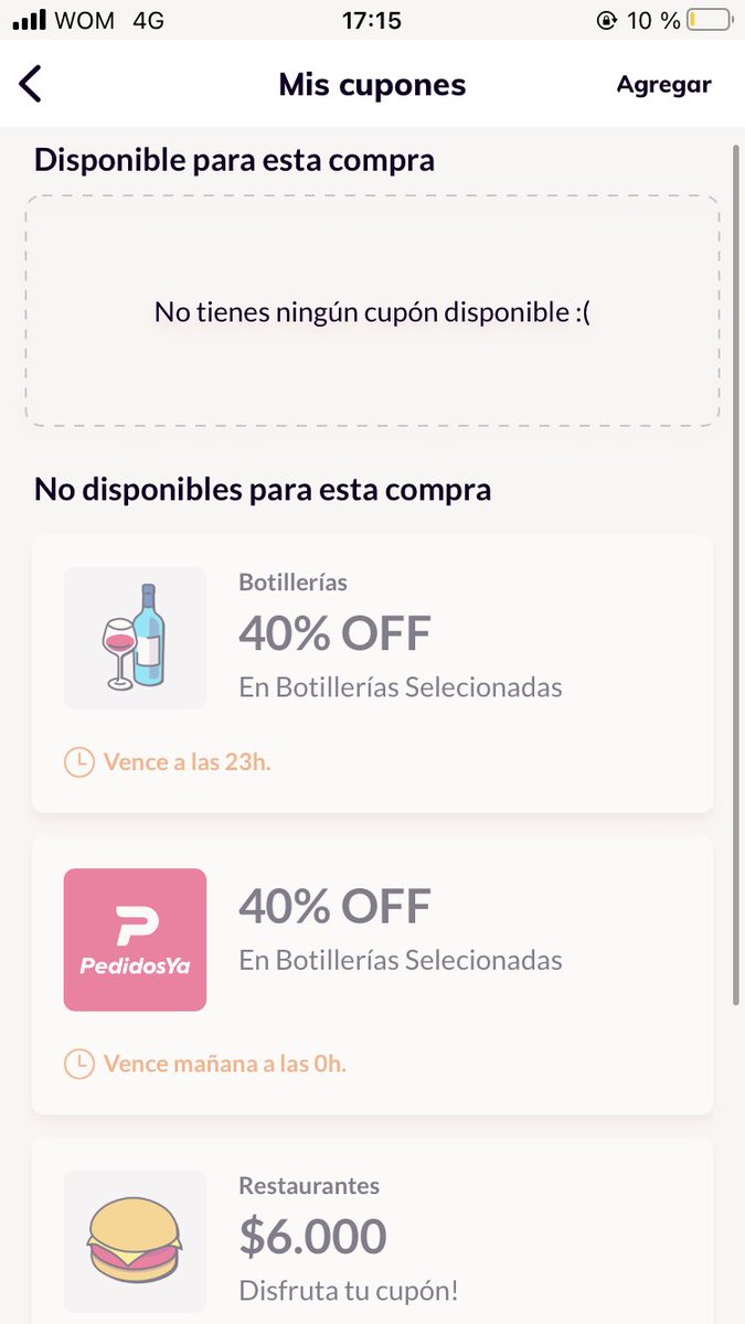Waterbeld's tweet photo. @pedidosya 

que onda sus cupones?? no los puedo usar en nada 😐 https://t.co/FnJEKLcbdq