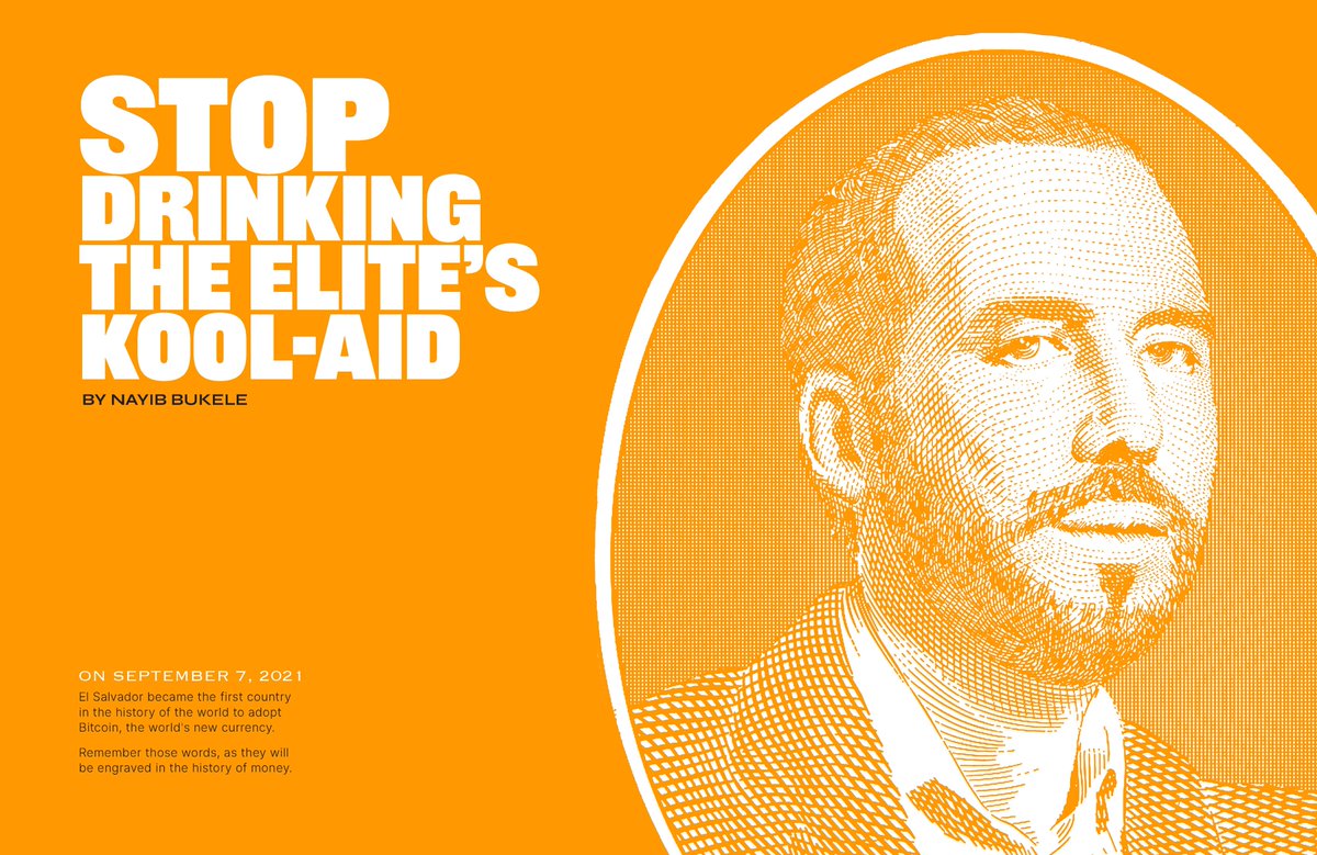 thebtcmag's tweet photo. In “Stop Drinking the Elite’s Kool-Aid”, @NayibBukele sets the record straight, and attempts to contextualize the often unmatched scrutiny placed on the country of El Salvador from the Western powers of today. https://t.co/HQNhWQie3r