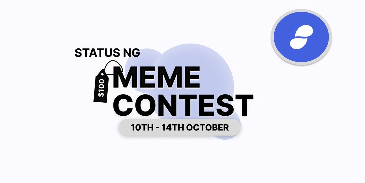 ethstatus_ng's tweet photo. Introducing StatusNG meme Contest. This contest will span from 10th - 14th October, 2022. To join, you have to use one of @ethstatus' principles to make your meme. 

Check designs for the rules of engagements.
#StatusMemes #StatusNG https://t.co/teRmU1beo5