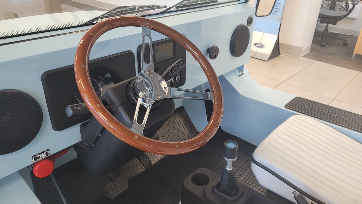 MagicCityFord's tweet photo. Our 1st Moke has arrived! From the Swinging Sixties to St. Barth Chic, the Moke has always been in style. Own a piece of history with Moke America, the updated electric car with a groovy past! Call us for more information! 540-345-0911 #MokeAmerica #MokeInTheNoke https://t.co/McaYH18k0I