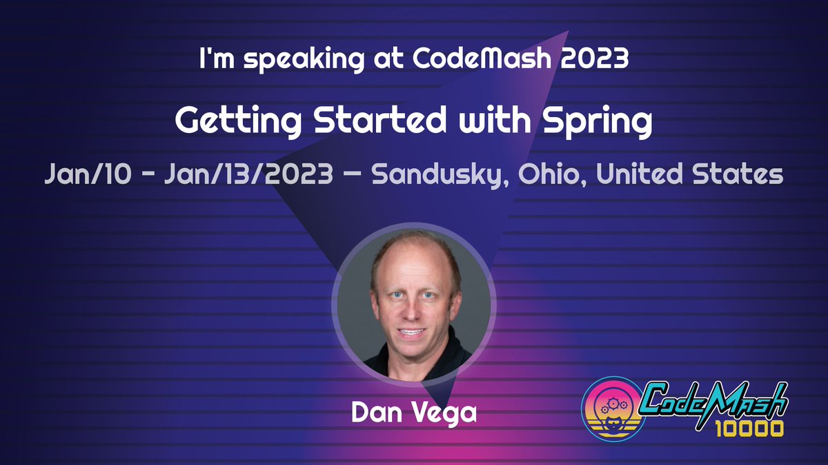 therealdanvega's tweet photo. So excited to announce that I am giving a talk "Give your APIs a REST & make the move to GraphQL" and a Workshop "Getting Started with Spring" at #CodeMash2023 Thank you to the selection committee for bringing me back to one of my favorite conferences! #Java #SpringBoot https://t.co/QXAXzjTjyI