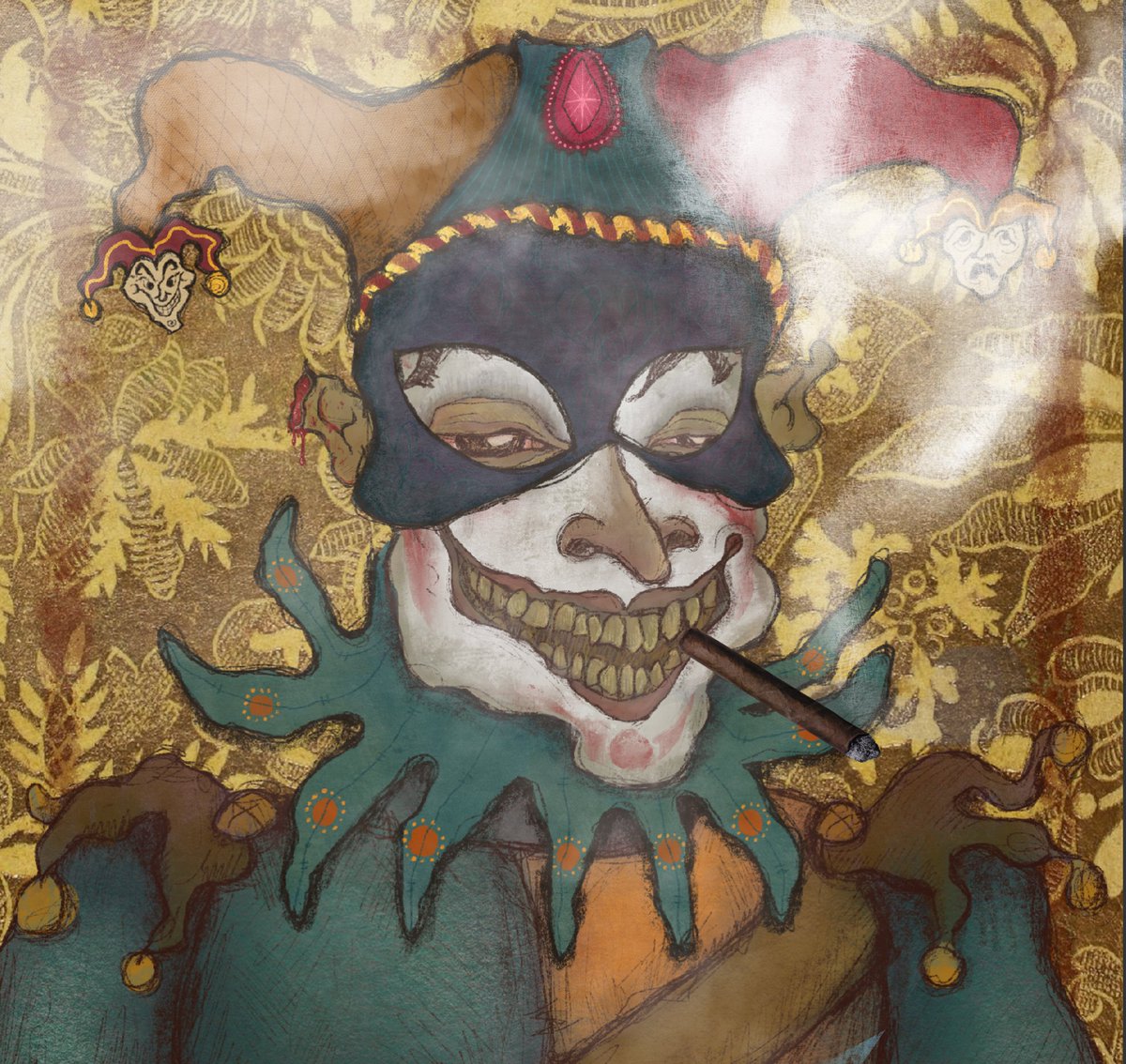 CrypticClowns's tweet photo. All speak of coc**ne and crabs, here doth I sit with my kush and chlamydia, both burning bright! Unbelievably foolish🤡🎪#Foolsfollowfools #royalfools #NFT https://t.co/yaz1DlqcbA https://t.co/n6jhRDpk22