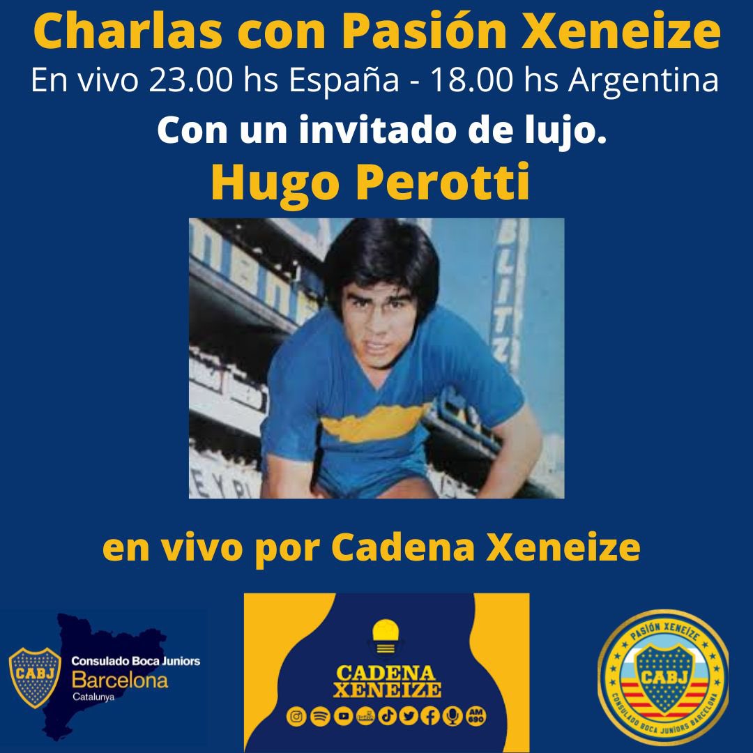 Consulado Boca Juniors Barcelona (@barcelonadeboca) on Twitter photo En un ratito, se viene “Charlas con Pasión Xeneize” hoy <a href="/leandrovaldes12/">Leandro Valdés</a> y <a href="/Diego_MHG/">Diego Hermoso</a> charlan con Hugo Perotti. En vivo por <a href="/Cadena_Xeneize/">Cadena Xeneize</a> y todas sus plataformas audiovisuales
Los esperamos!
#charlasconpasionxeneize #cadenaxeneize #boca #bocajuniors En un ratito, se viene “Charlas con Pasión Xeneize” hoy <a href="/leandrovaldes12/">Leandro Valdés</a> y <a href="/Diego_MHG/">Diego Hermoso</a> charlan con Hugo Perotti. En vivo por <a href="/Cadena_Xeneize/">Cadena Xeneize</a> y todas sus plataformas audiovisuales
Los esperamos!
#charlasconpasionxeneize #cadenaxeneize #boca #bocajuniors