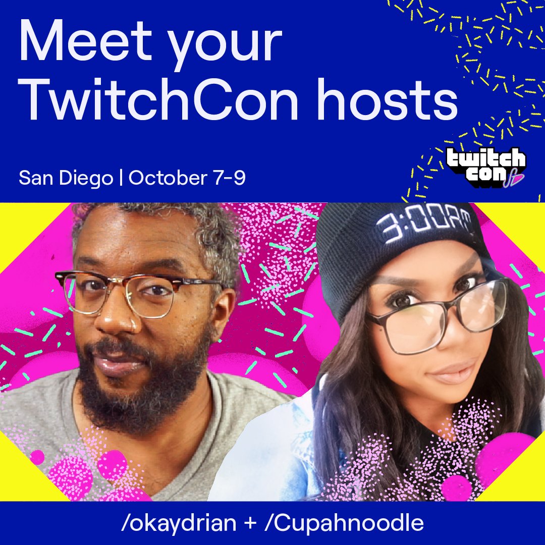 TwitchCon's tweet image. They&apos;re bold, hilarious and can guide you through #TwitchCon like no one else.

Meet your #TwitchCon San Diego hosts, @okaydrian and @CupAhNoodle.