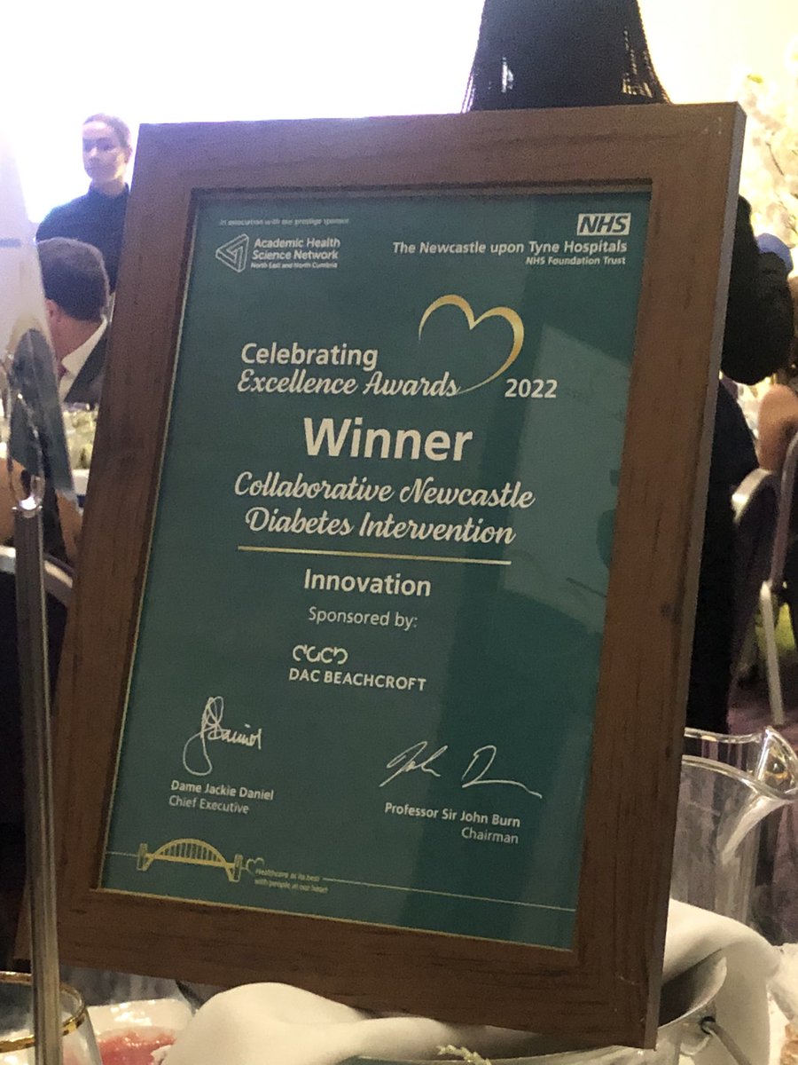 We won! @CollabNewcastle Diabetes Intervention for our work @TeamHealthworks & primary care targeting patients with uncontrolled diabetes well before their operations enrolling them into a social prescribing intervention to improve diabetic control #CelebratingExcellence