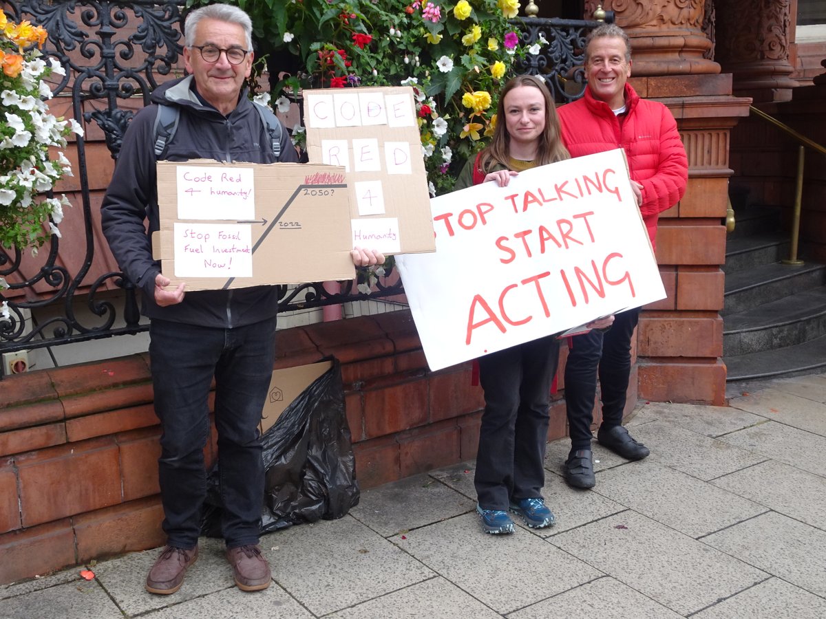 SurreyPensions's tweet photo. Today we supported 7 other climate groups at the Border to Coast Pensions Partnership 2022 conference. 

We're calling on Councillors in charge of local government pension funds to divest their oil &amp; gas investments of over £1.3 billion. 

📷credit: South Yorkshire Fossil Free https://t.co/ndKEF5vUe0
