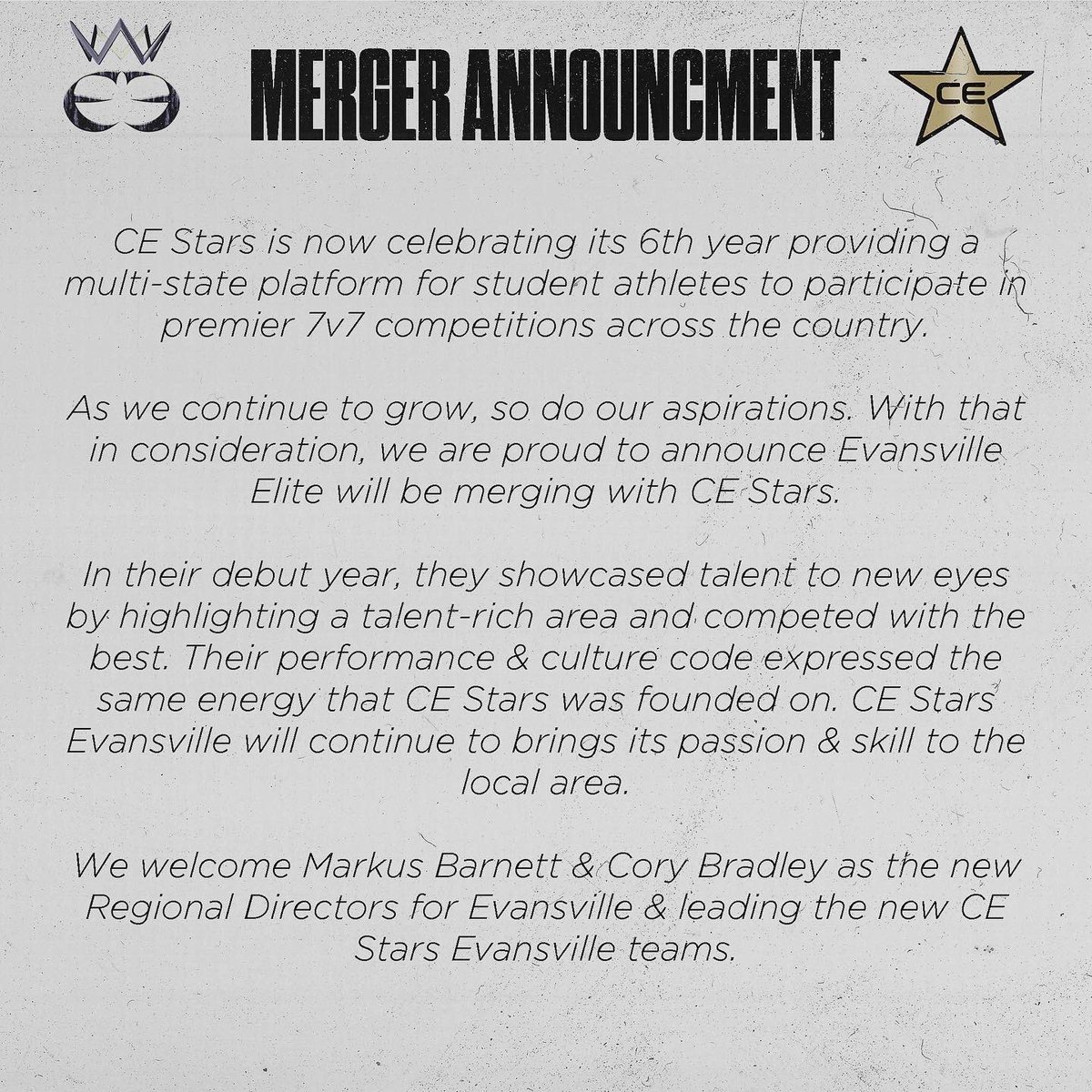 CE_Stars7v7's tweet photo. 🔥Announcement🔥
The family just got a little bigger!
Evansville Elite = CE Stars
Welcome to the show @LockedOnRecruit & @CoachCBradley 🤩
#CETakeOver https://t.co/KwfysqfF6r
