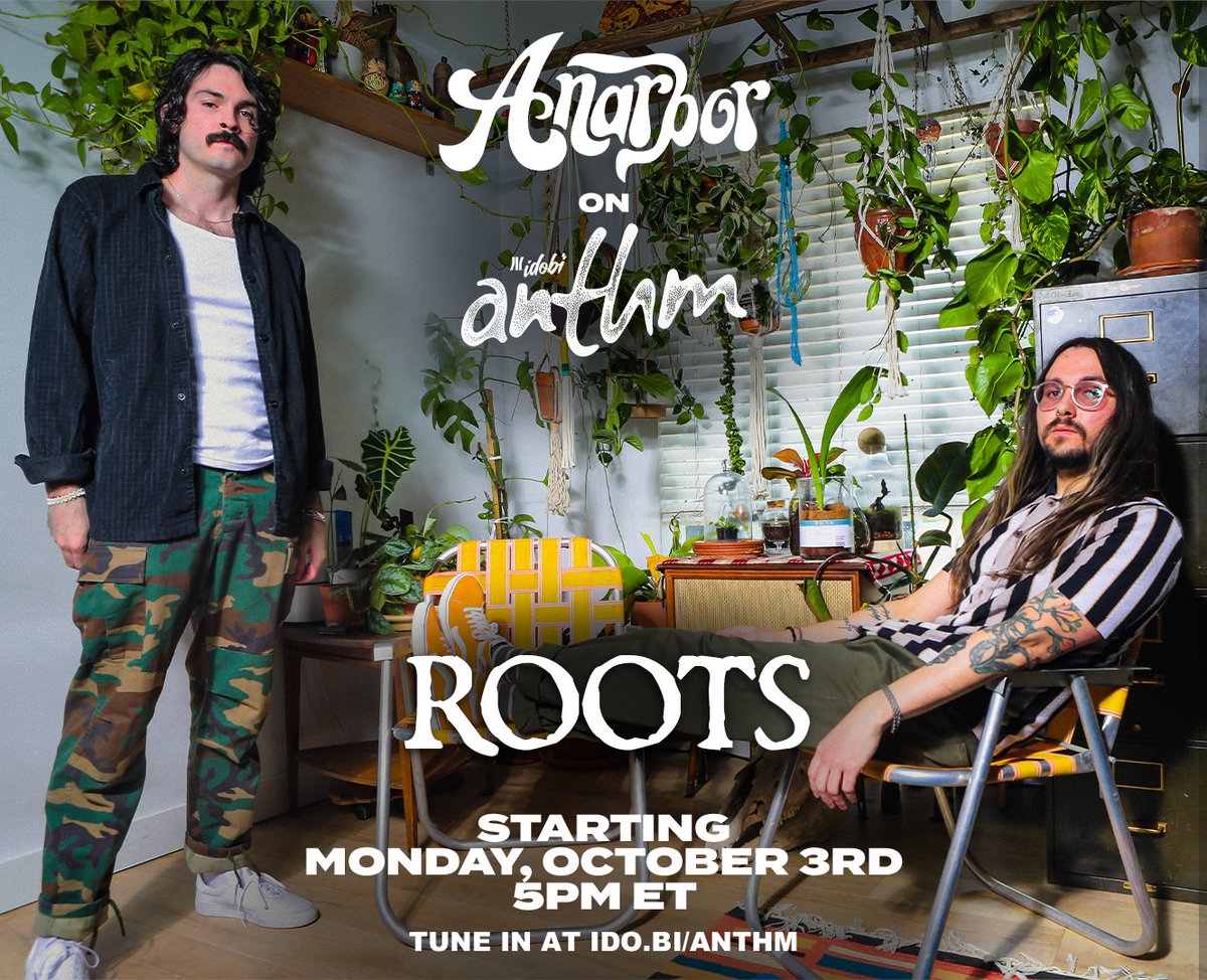 How much do you love <a href="/Anarbor/">Anarbor</a>? Get ready to deep dive with Danny and Slade in their four episode series 'ROOTS'.

Monday, October 3rd, they talk about their origins and all their firsts as a band. Listen at 5pm ET / 2pm PT ido.bi/anthm