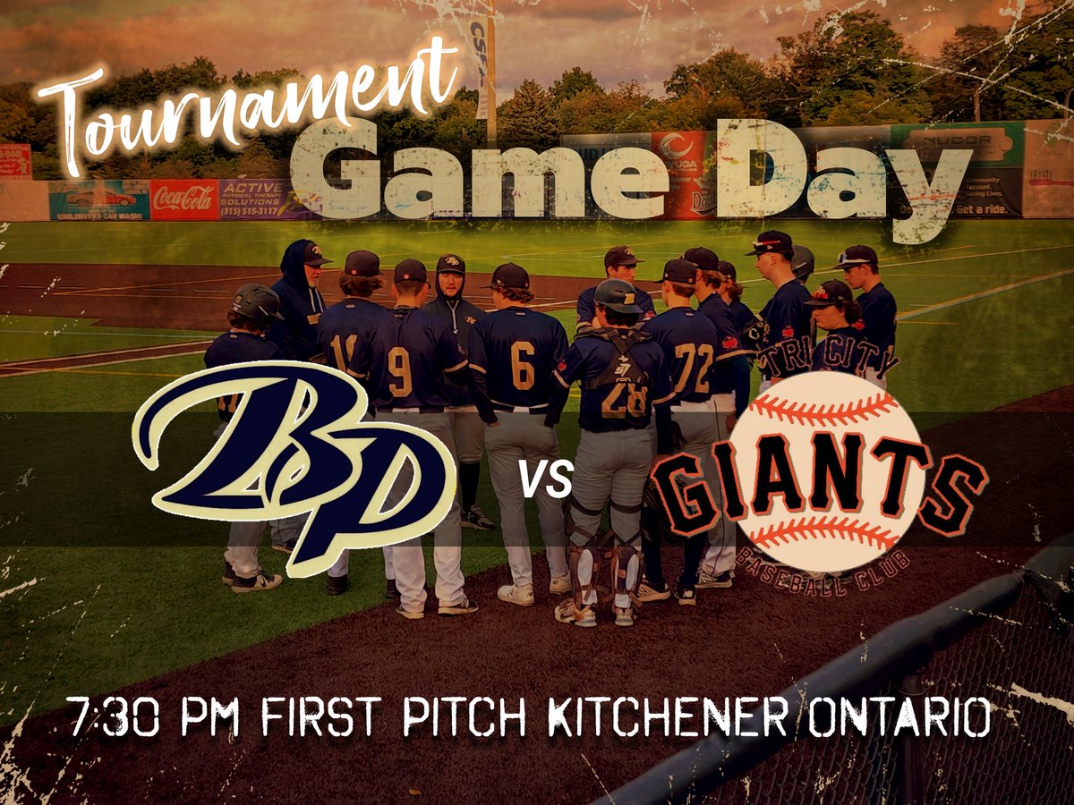 Tournament Game Day vs Tri City Giants Lions park in Kitchener 7:30pm First Pitch @BullettBaseball