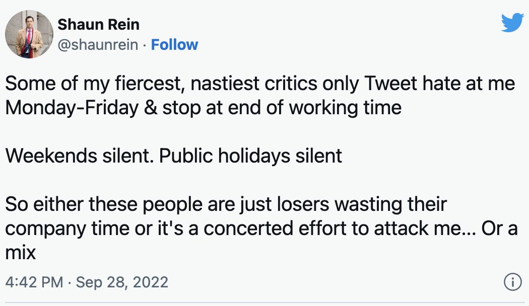 WTF? <a href="/shaunrein/">Shaun Rein</a>, are we not some of your "fiercest, nastiest critics"? 

Now that you've pointed out how your critics slack on the weekends we intend to mount a "concerted effort to attack" you on the weekends as well.