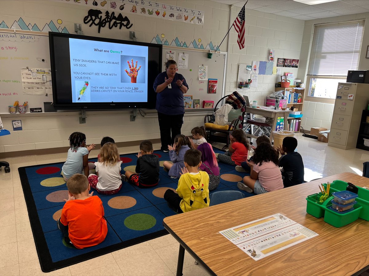 Thank you so much to the nurses from Northside who came and taught kindergarten all about hand washing. We now know all 5 steps for hand washing to keep those bad germs away!🦠
<a href="/CherokeeSchools/">Cherokee Co. Schools</a> <a href="/CarmelESColts/">CarmelElementary</a>