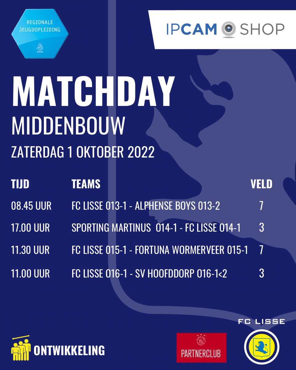 FCLisse's tweet photo. MATCHDAY ⚽️ | Bijgaand alvast het wedstrijdprogramma van de opleidingsteams 🟡⚽️🔵 #fclisse #opleiding #opleidingsteams #wedstrijdprogramma https://t.co/wqc9Xkk8Ls