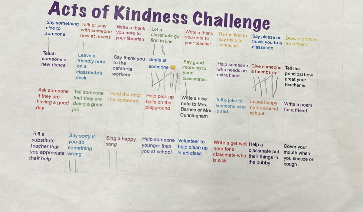 I talked to a student today in Mrs. Noble’s 2nd grade class about this kindness challenge. He said “I thought it was going to be hard, but it actually was really easy.” 💕#ChooseKindness @gardenplus3