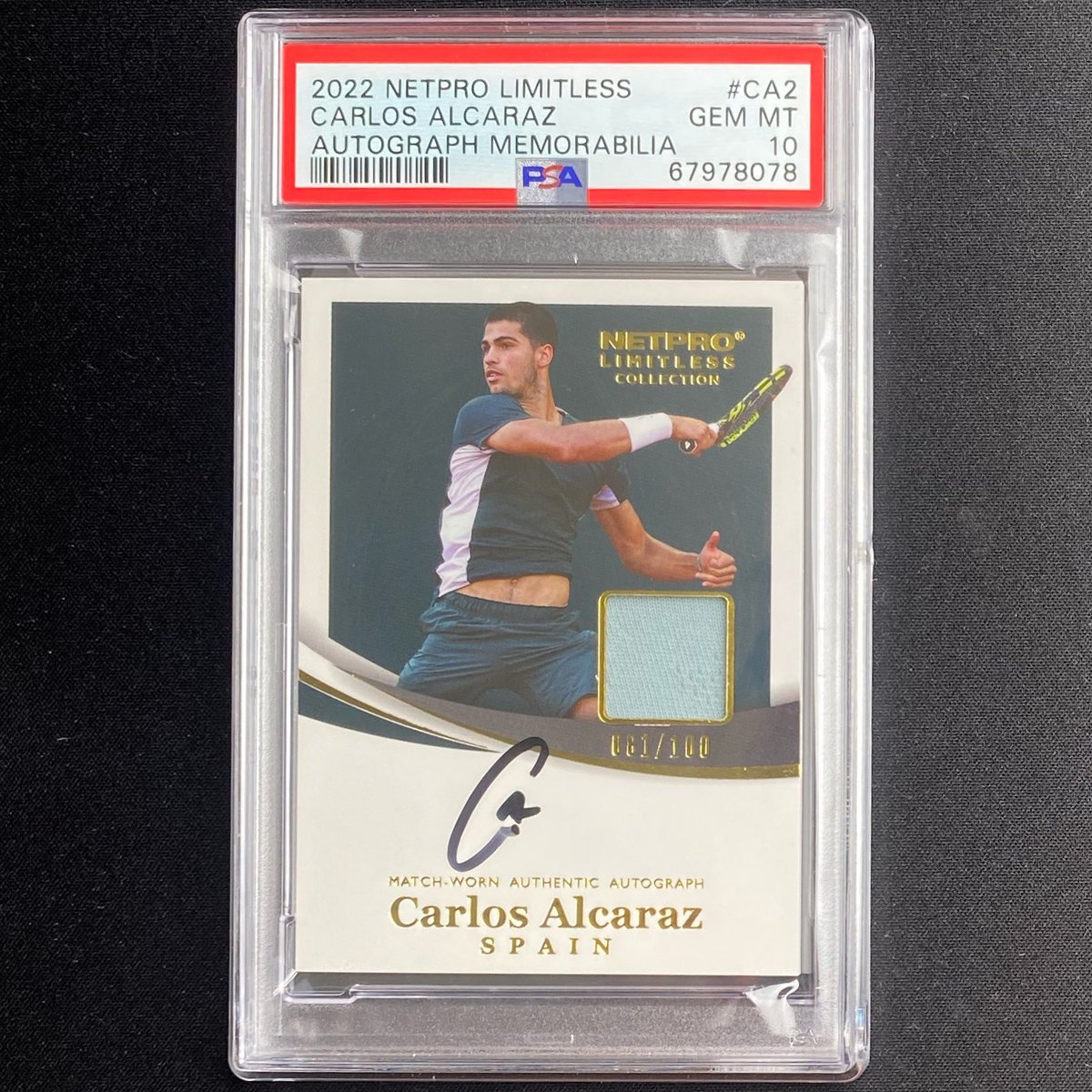BreaksOnDeck's tweet image. 2022 NETPRO LIMITLESS COLLECTION CARLOS ALCARAZ ROOKIE PATCH AUTOGRAPH #/100 (CA-2) PSA 10! POP 1! 

OUR BIGGEST SUB. YET?

VERY EXCITED TO GET THESE NETPROS BACK FROM @PSACARD! BOTH POP 1s!

@NETPROCARDS @CARLOSALCARAZ #NETPRO #NETPROCARDS #THEHOBBY #WHODOYOUCOLLECT