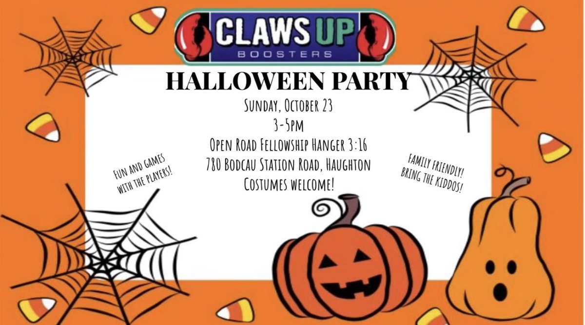 clawsupboosters's tweet photo. Mudbugs Booster Members ONLY!!
It’s our first official party of the season🎉
Come and meet our Mudbugs players while you and your family enjoy time together playing games and having fun!!
Sunday, October 23rd
3-5pm
Open Fleeowship Hanger 
780 Bodcau Starion Road-Haughton https://t.co/UTEoni3H2G