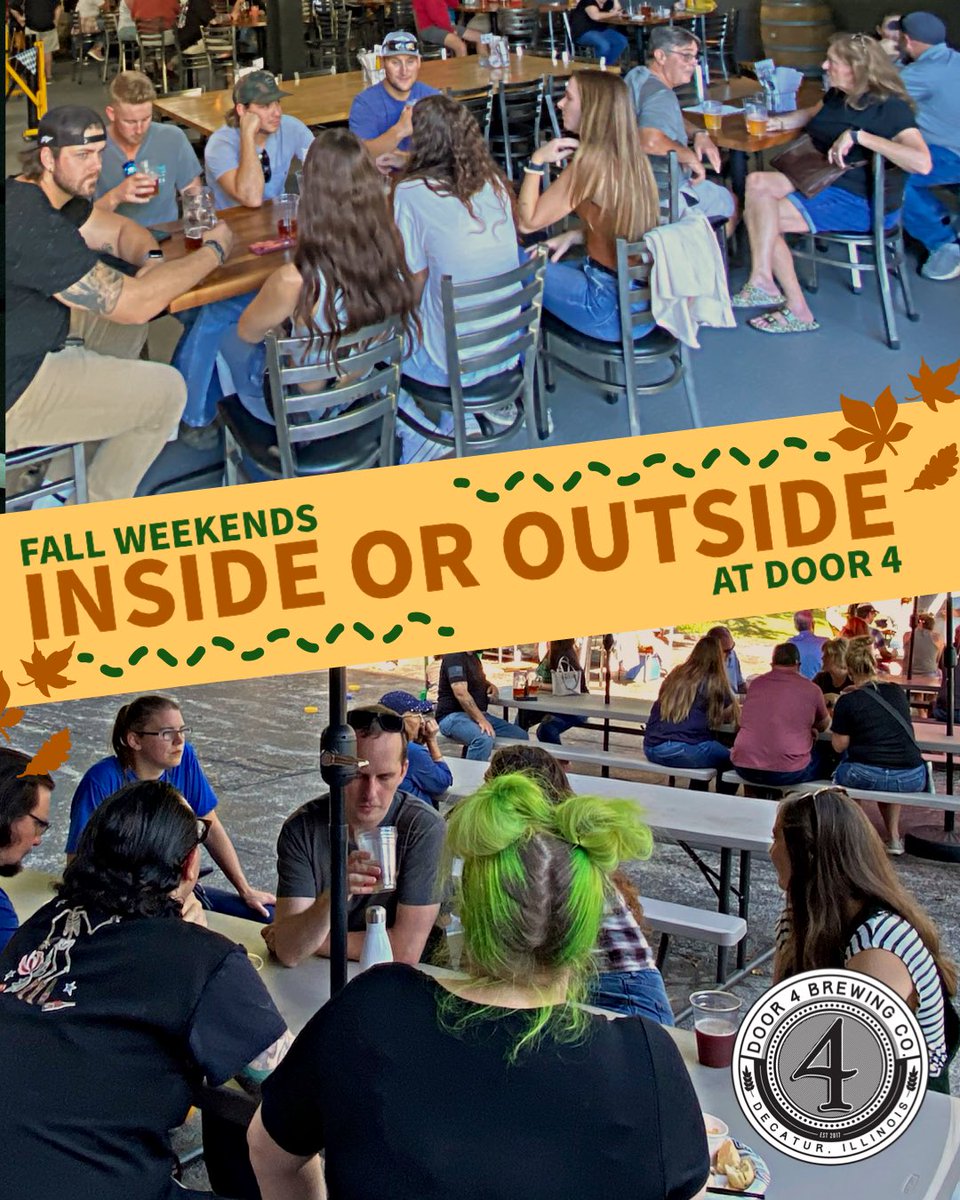 Door4Brewing's tweet photo. THIS kind of Fall weather is perfect for drinking beers and enjoying food both inside our taproom and outside. Whether it’s a Friday night date, Saturday afternoon with friends, or Sunday Brunch, we’ll be here, inside and out while the weather is like this! https://t.co/Q0PoCuM3ci