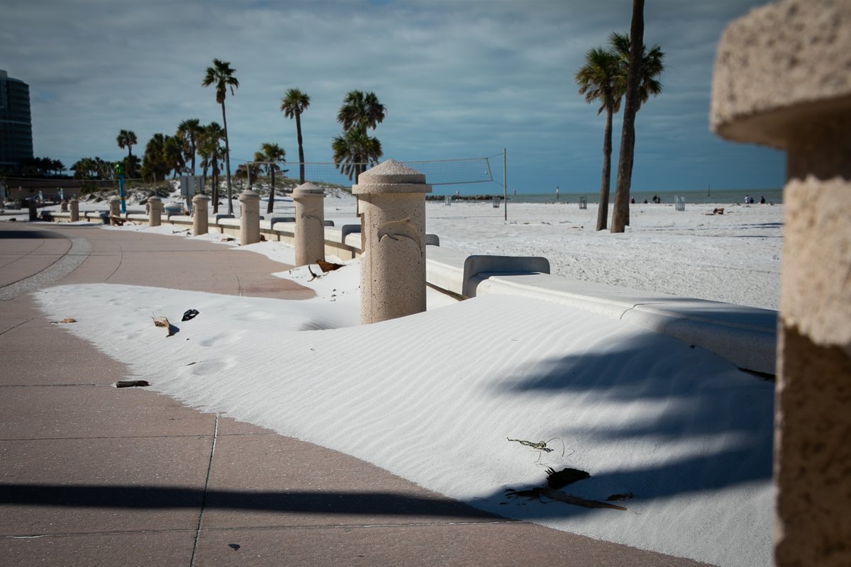 MyClearwater's tweet photo. City of #Clearwater crews have been working hard to clean up #ClearwaterBeach after #HurricaneIan made an unwelcome visit. The finishing touches are almost complete.⛱️🏰 https://t.co/T28renkxDX