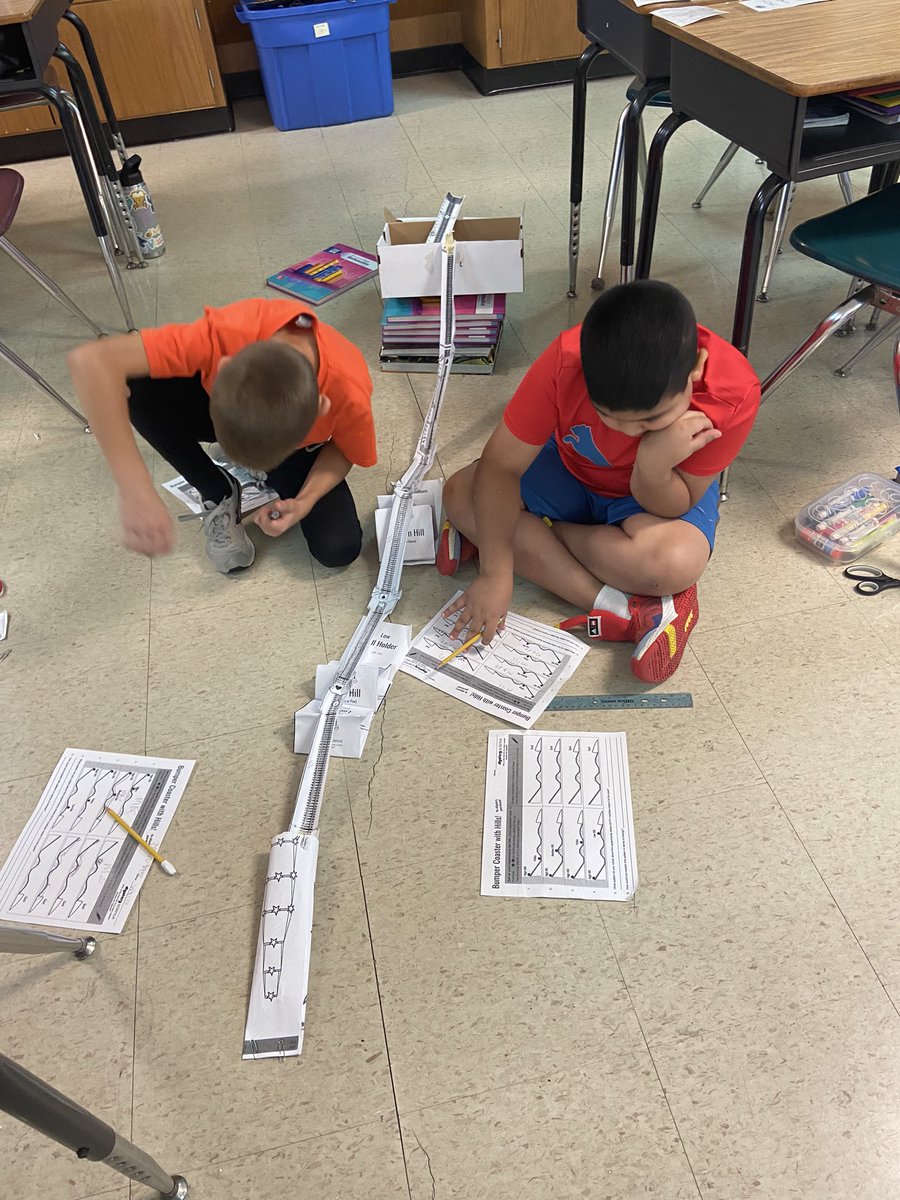 MrsP0119's tweet photo. Adding hills to our roller coasters to see how the height of the first hill adds more energy! https://t.co/6a9GNAv9Lz