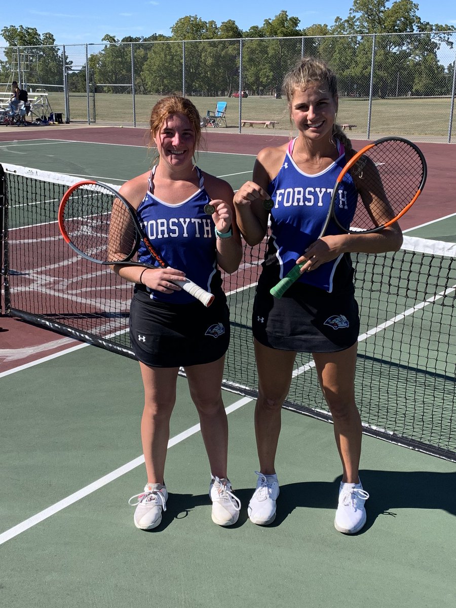 Congratulations to Kenzie Calhoun and Emmy Blevins for winning a district championship in doubles!!! They advance to sectionals in Kansas City. #PantherPride #TheFamily