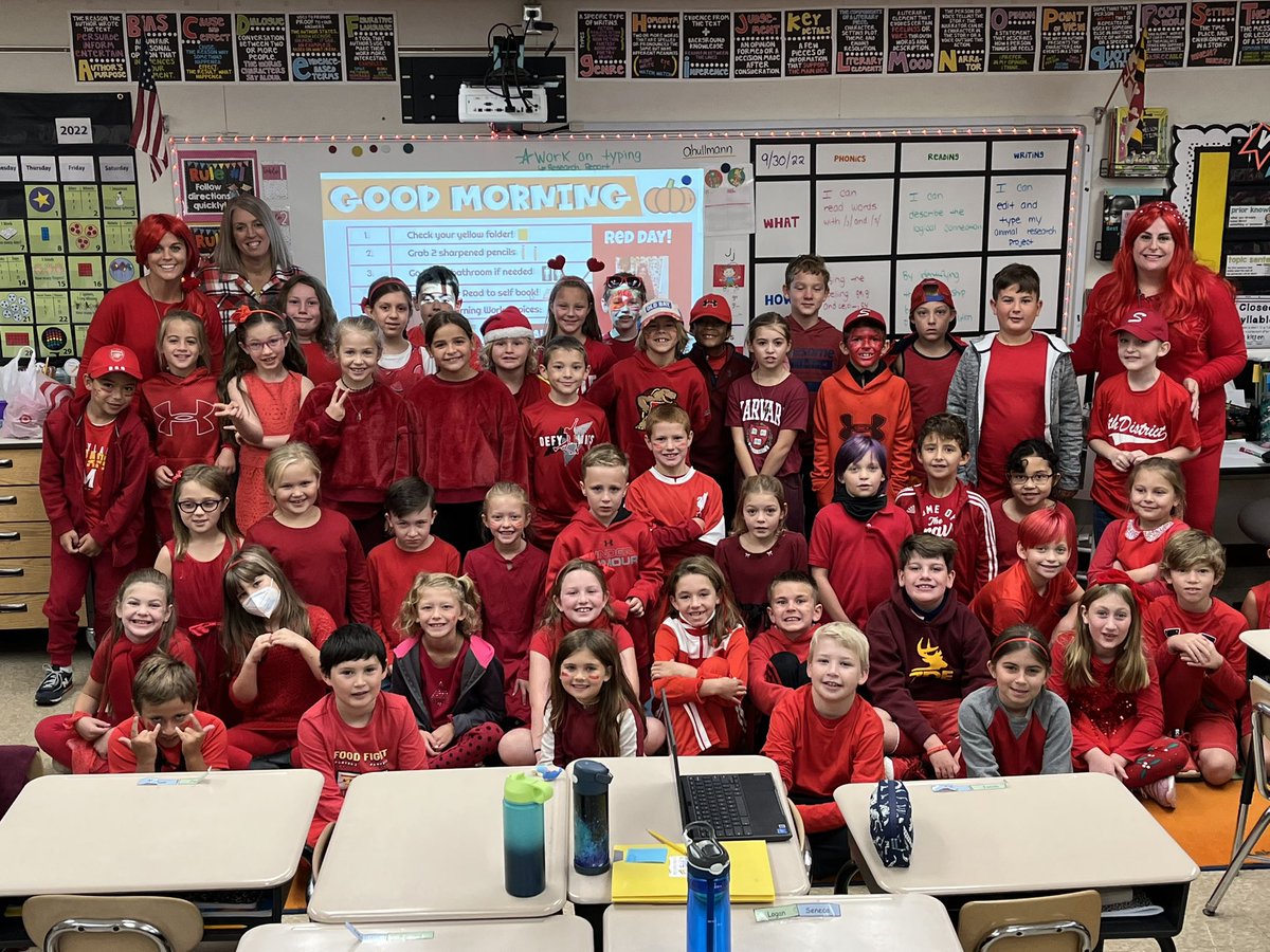 teachingin3's tweet photo. 3rd Grade had a fun day wearing red to support our Color War Spirit Day! ❤️
@7DEdeer @HeatherDenmyer @cnhorton https://t.co/PRXjADFcYj