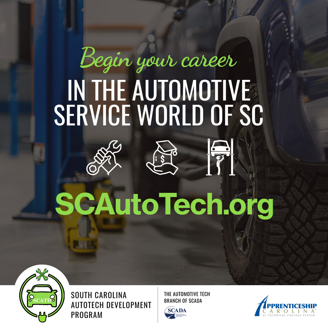 The automotive industry is a great place to work! If you are 16 or older and interested in a career in this exciting industry, check out the new <a href="/ApprenticeshpSC/">Apprenticeship Carolina</a> program in Auto Tech. Start your tomorrow today - scholarships available! scautotech.org
