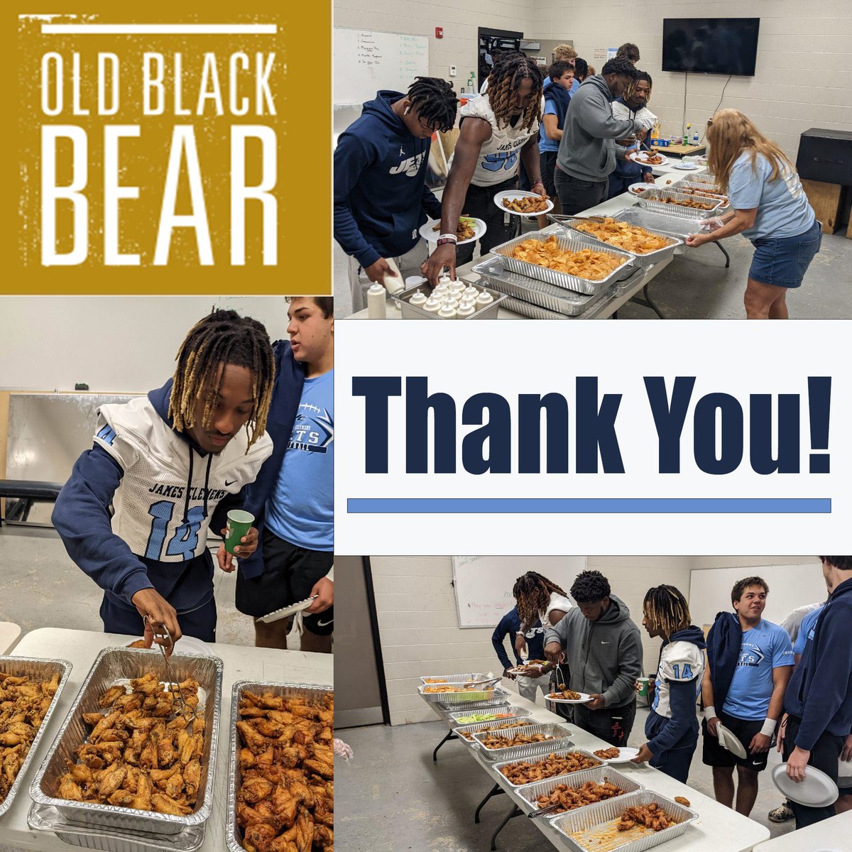 JCJetsFootball's tweet photo. Thank You Old Black Bear for feeding the Jets Today! After 125lbs of Wings, we are ready to FLY!
We are Down with OBB!
GO JETS! #OBBROCKS https://t.co/WYwsCqASAf