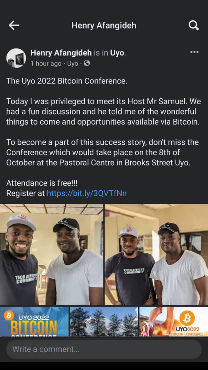 don_clersam's tweet photo. Uyo 2022 #Bitcoin Conference is really gathering 🔥🔥!
It will be fun and educative on the 8th October, 2022. 
Make a date to be part of it.
#Bitcoin is indeed freedom! https://t.co/eIqngknEOF