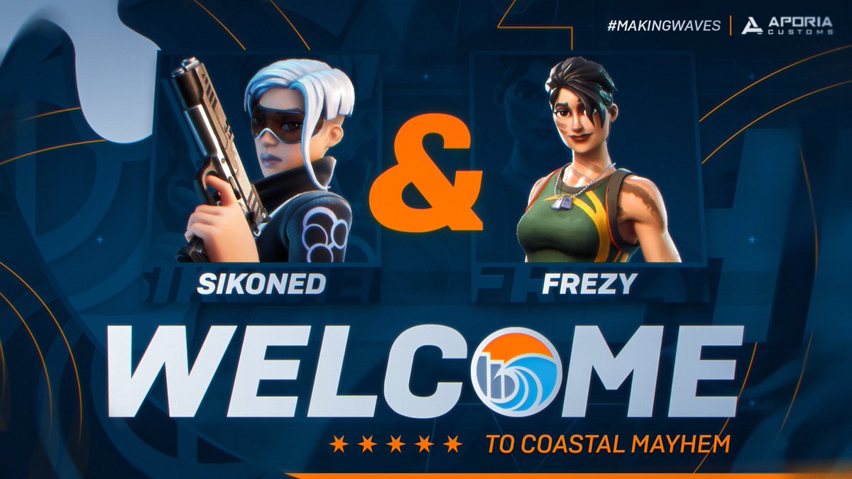 CoastalMayhem's tweet photo. We have officially stepped into the Fortnite competitive scene 😎

We are proud to announce the duo of @Sikoned &amp; @frezbot have joined CoMa 🔥

#MakingWaves🌊 https://t.co/vypNg54IVB