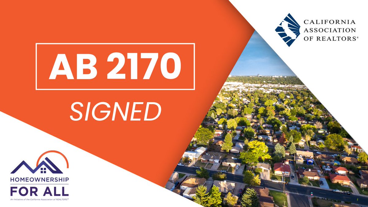 CARgovaffairs's tweet photo. Thank you, @CAgovernor, for signing #AB2170 and @AsmGrayson for your leadership.
#AB2170 will create more homeownership opportunities for working Californians. #CALeg https://t.co/nPcWdpjoRT
