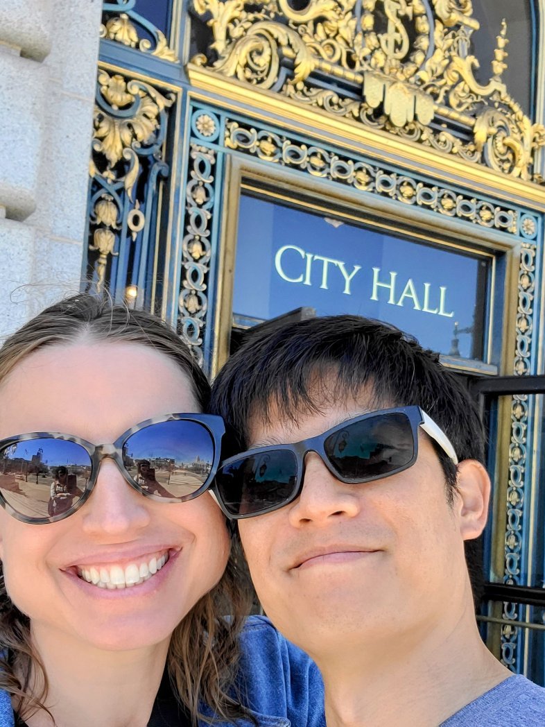 Selfie of @katherine and @tony at SF City Hall