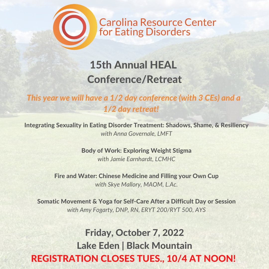 Registration closes Tuesday, October 4th at Noon - no on-site registration.  We look forward to seeing you at #HEAL2022 next week!! app.ce-go.com/2022healconfer…