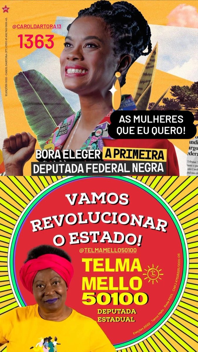 karime_vilela's tweet photo. Meu voto é antirracista e feminista!
Bora colocar essas pretas no poder ♀️💚💜✊🏾💪🏾
Deputada Federal: @caroldartora13 - 1363
Deputada Estadual: Telma Mello - 50100

#pretasnopoder #voteemmulheres #votofeminista #votoantirracista https://t.co/AaOdmyi3SM