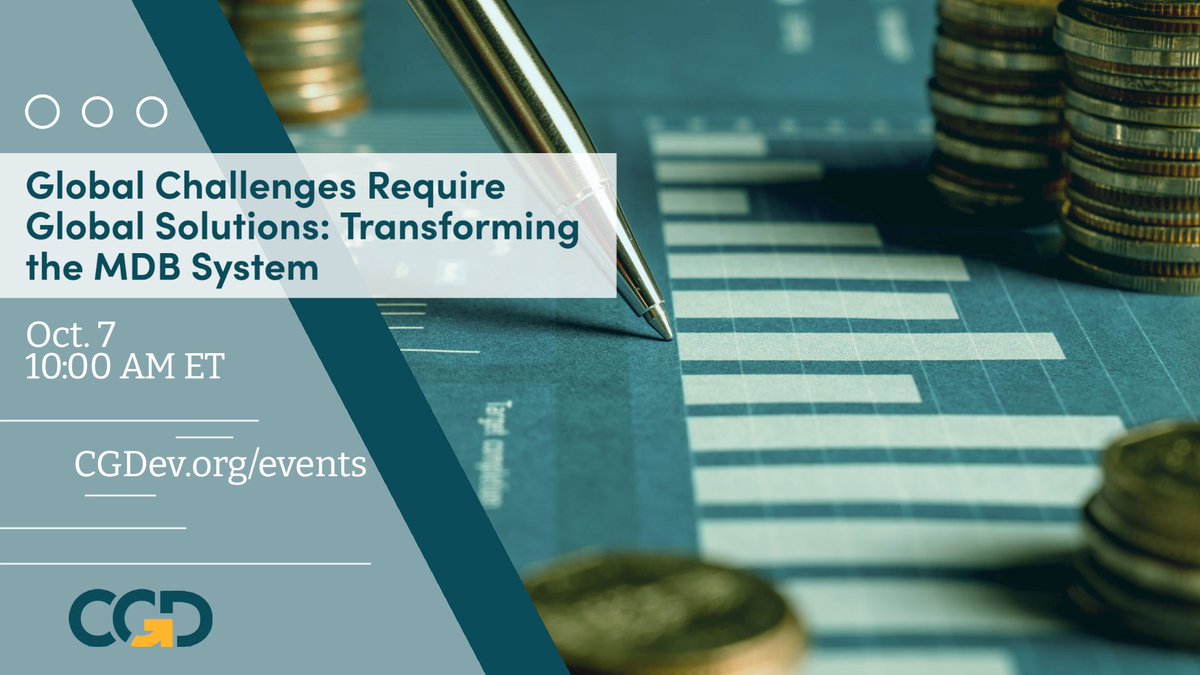 CGDev's tweet photo. To kick-off @CGDev's new "MDBs for a Global Future" workstream, join us for a discussion on building a roadmap for a modernized global #MDB system.

Ft. @LHSummers @DonaldKaberuka Minouche Shafik @MasoodCGD @ClemenceLanders

Mark your calendar ⬇️ #CGDTalks
https://t.co/cnakt4PUYa https://t.co/RZqDWfrHSM