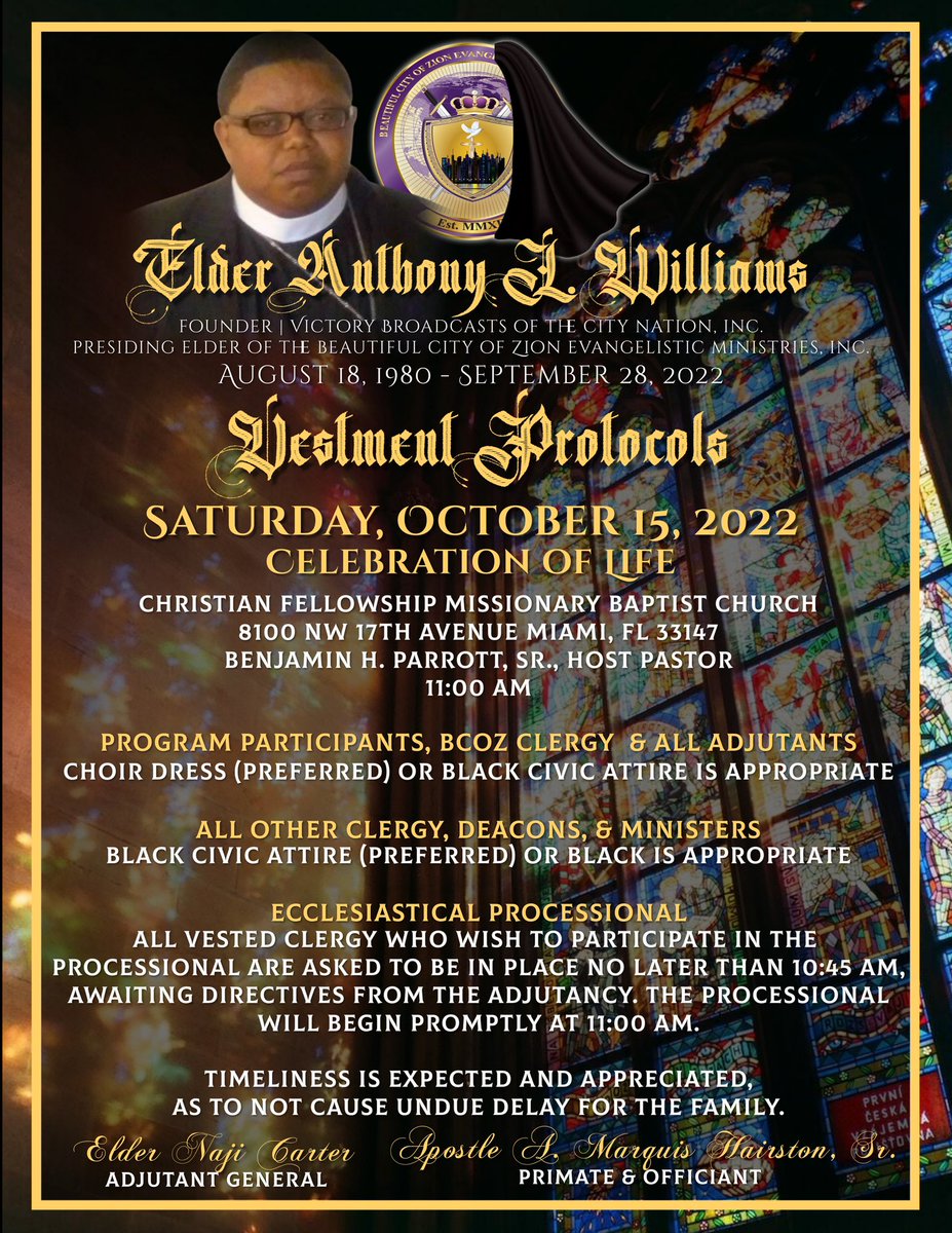 amarquish's tweet photo. The Necrological Arrangements for Elder Anthony L. Williams 🙏🏾 Pray for @citynationinc as we endeavor to send our son and brother home right!💔 https://t.co/e9SoyeReSu
