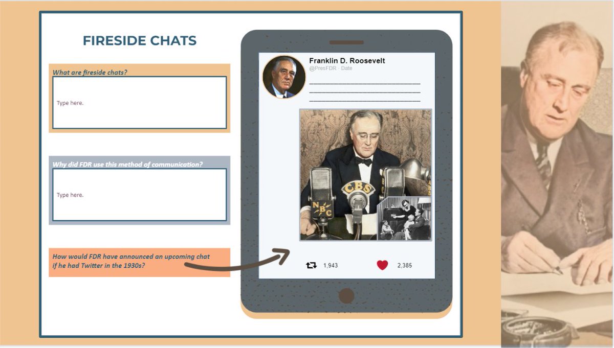 Today's #criticalcontent in high school U.S. History Students must be able to explain the concept of Hoovervilles, fireside chats, and the New Deal. @CDLocps
