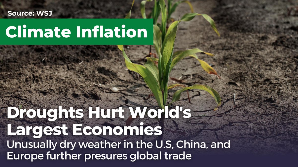 ChangeUSChamber's tweet image. From China to the U.S. and Europe, the world’s biggest economies are suffering from this summer’s historic droughts, disrupting power generation, agriculture, manufacturing and tourism. Proving once again, climate risk is investment risk! #ClimateInflation