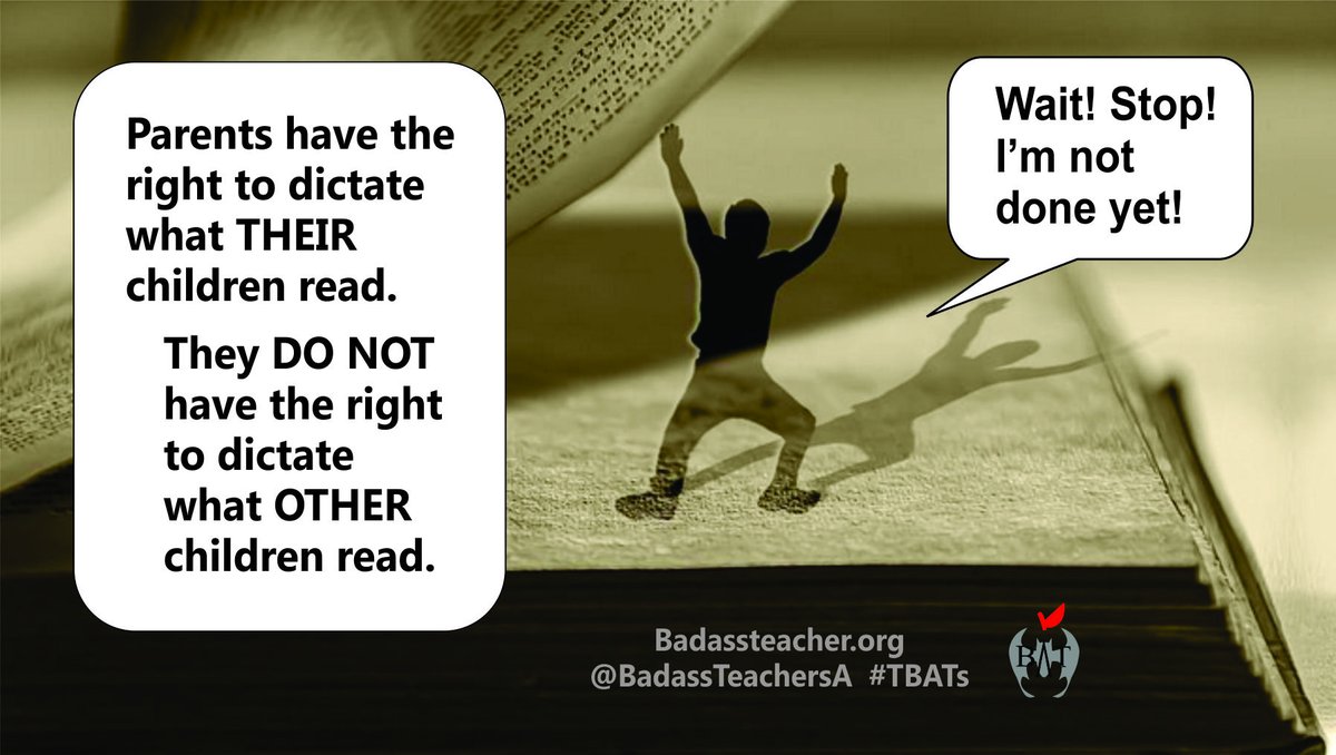 You have concerns about a book. Fine. Tell the teacher &amp; librarian to put their name on the "No" list. But don't deny other kids the right to read what interests them. 
Respect Intellectual Freedom. #TBATs .<a href="/MontanaBATs/">Montana</a> .<a href="/CaliBats/">Cali Bats</a> .<a href="/OregonBATs/">OregonBATs</a> .<a href="/NVBats/">NVBATs</a> .<a href="/WaBATs_/">Wa Badass Teachers A</a> .<a href="/OregonBATs/">OregonBATs</a>