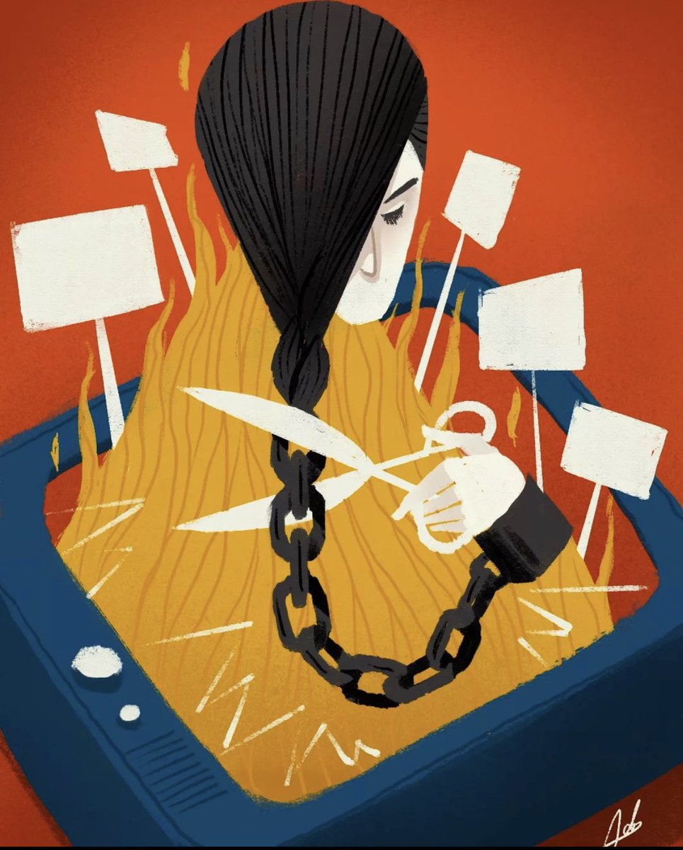 Italian illustrator Andrea De Santis shared this for Iranian women &amp; #IranProtests.

The international solidarity and graphic arts have been amazing.