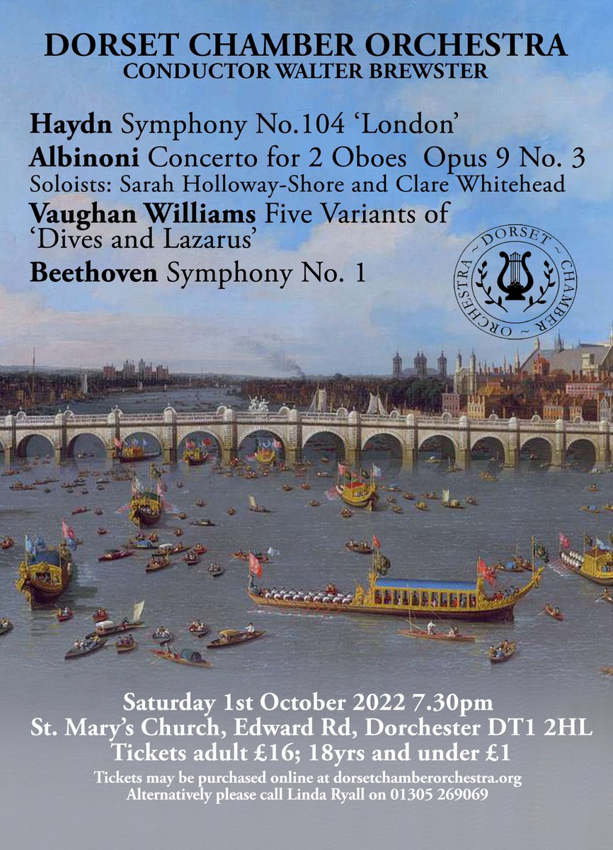 DorsetChamberOrchestra (@chamberdorset) on Twitter photo Looking to enjoy some live classical music this weekend?! Then look no further than our concert in Dorchester on Sat 1st Oct at St Maryâs Church Edward Rd at 7.30pm
@HaydnSocGB #beethoven <a href="/RVWSociety/">Ralph Vaughan Williams Society #RVW</a> #albinoni
@DiscoverDorch <a href="/DorchesterArts/">Dorchester Arts</a> <a href="/visitsouthwest/">South West England</a> Looking to enjoy some live classical music this weekend?! Then look no further than our concert in Dorchester on Sat 1st Oct at St Maryâs Church Edward Rd at 7.30pm
@HaydnSocGB #beethoven <a href="/RVWSociety/">Ralph Vaughan Williams Society #RVW</a> #albinoni
@DiscoverDorch <a href="/DorchesterArts/">Dorchester Arts</a> <a href="/visitsouthwest/">South West England</a>
