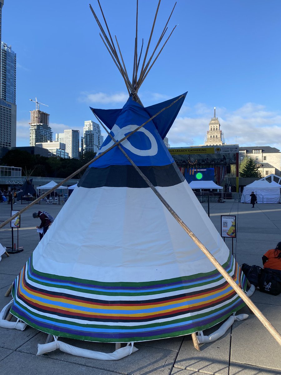 UIEC_Tdsb's tweet photo. @KWSS_TDSB tipi & @UIEC_Tdsb staff at Indigenous Legacy Gathering @TOCouncilFire - Miiigwech Tracy, Thunder and others for representing #EveryChildMatters #Revillagizing https://t.co/dgiERlbkta