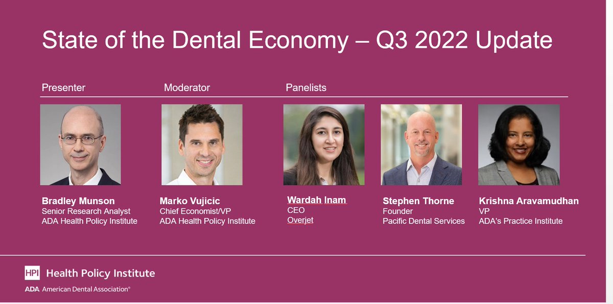 ADA Health Policy Institute (@adahpi) on Twitter photo On Oct 5, join us, @overjetdental CEO <a href="/WardahInam/">Wardah Inam</a>, <a href="/pacificdental/">Pacific Northwest Dental - Dentist Beaverton</a> Founder Stephen Thorne and the ADA Practice Institute's Krishna Aravamudhan for an in-depth discussion on new data through Q3 on the state of the dental economy in the U.S. us02web.zoom.us/webinar/regist… On Oct 5, join us, @overjetdental CEO <a href="/WardahInam/">Wardah Inam</a>, <a href="/pacificdental/">Pacific Northwest Dental - Dentist Beaverton</a> Founder Stephen Thorne and the ADA Practice Institute's Krishna Aravamudhan for an in-depth discussion on new data through Q3 on the state of the dental economy in the U.S. us02web.zoom.us/webinar/regist…